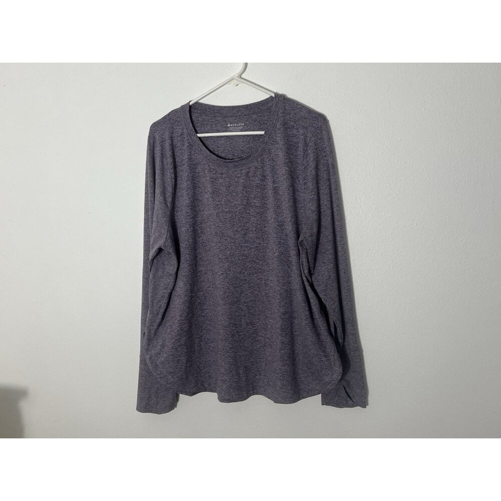 Athleta Up Tempo Long Sleeve Tee - Purple/Heather Gray